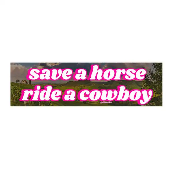Save a Horse Ride a Cowboy Bumper Sticker – Funny Vinyl Design