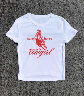 Save A Horse Ride A Cowgirl Y2K Baby Tee – Fun Country Graphic Shirt