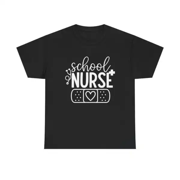 School Nurse Graphic Tee – Cute Heart Bandage Design Shirt