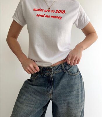 Send Me Money Funny Baby Tee – Vintage 90s Aesthetic Shirt