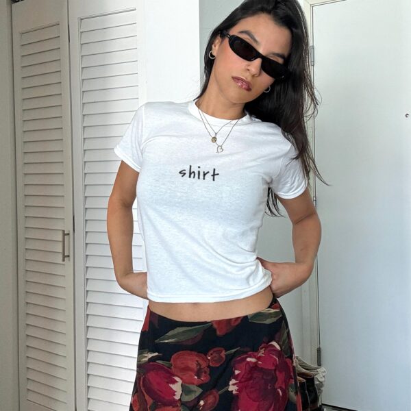 Shirt That Says Shirt Baby Tee – Funny Retro Y2K Crop Top