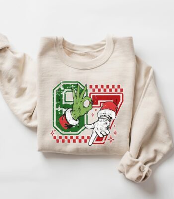 Six Seven Grinch and Santa Sweatshirt – Funny Christmas Meme Tee