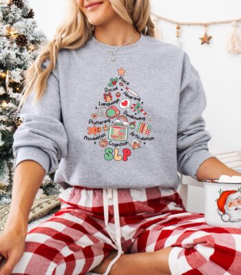 SLP Christmas Tree Sweatshirt – Cozy Speech Therapy Gift