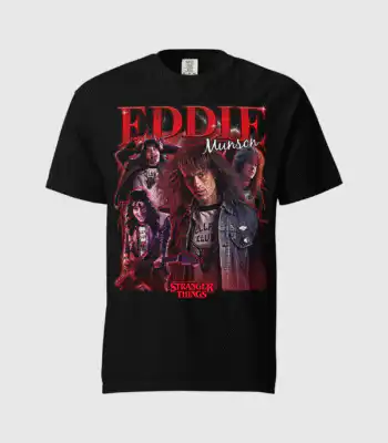Stranger Things Eddie Graphic Tee – Soft Black Unisex Shirt