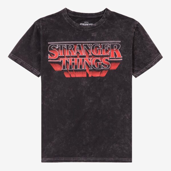Stranger Things Logo T-Shirt – Stylish Dark Wash Graphic Tee