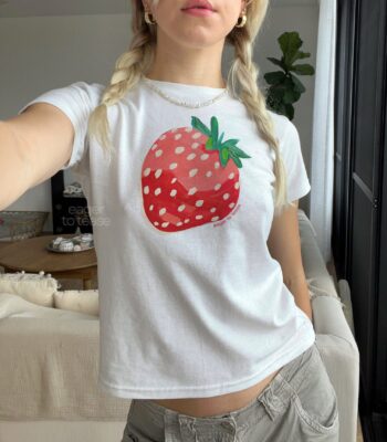 Strawberry Baby Tee Red – Vintage 90s Aesthetic Cotton Shirt