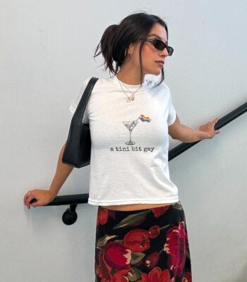 Subtle Lesbian Martini Baby Tee – Funny Retro LGBTQ Crop Top