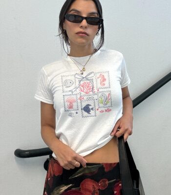 Summer Vibes Bow Baby Tee – Cute Vintage Ocean Shirt for Girls