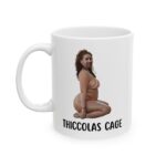 Thiccolas Cage Ceramic Mug 11 oz – Funny Gag Gift for Cagemas