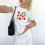 Tomato Print Baby Tee – Hand Painted 90s Style for Girls