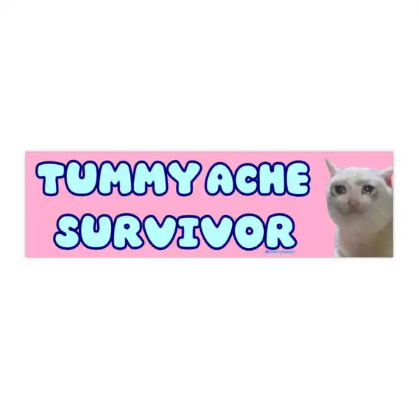 Tummy Ache Survivor Bumper Sticker – Funny Waterproof Vinyl Design