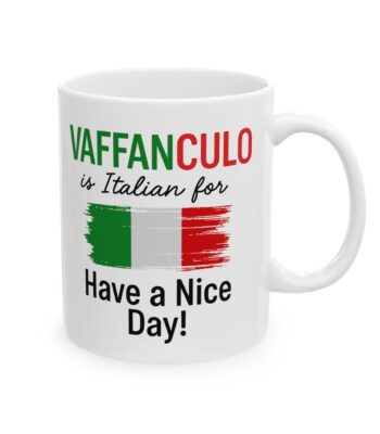 Vaffanculo Mug – Funny Italian Coffee Cup with Italy Flag Design