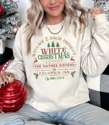 White Christmas Sweatshirt – Cozy Vermont Pine Tree Design