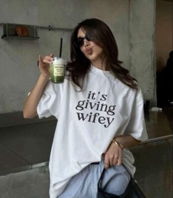 Wifey Vibes T-Shirt – Bride to Be Engagement Gift, Oversized Tee
