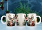 Winter Deer Christmas Mug - Watercolor Reindeer Holiday Cup