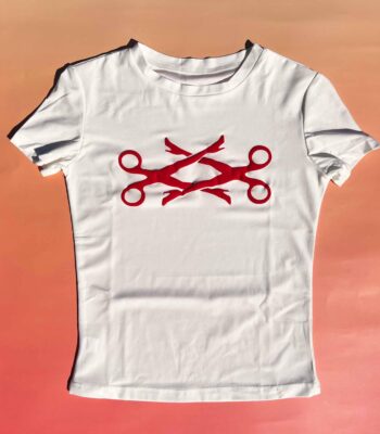 Y2K Baby Tee - 3D Puff Scissors Design for Casual Style