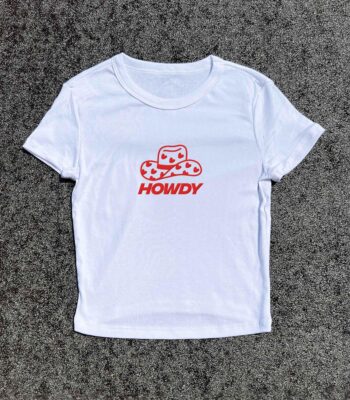 Y2K Baby Tee - Howdy 3D Country Graphic Tee for Cowgirls