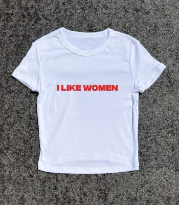Y2K Baby Tee, I Like Women | 3D Puff Print Lesbian Top