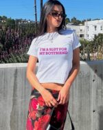 Y2K Baby Tee – I'm a Slut For My Boyfriend Funny Crop Top