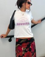 Y2K Baby Tee - Save a Horse Ride a Cowgirl Funny Pride Top