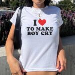 Y2K I Heart To Make Boys Cry Tee – Retro Sassy Crop Top