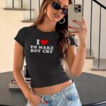 Y2K I Heart To Make Boys Cry Tee – Retro Sassy Crop Top