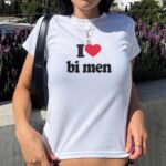 Y2K I Love Bi Men Baby Tee – Funny Bisexual Pride Crop Top