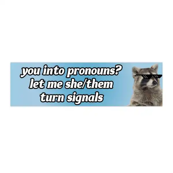 You into pronouns? Let me she/them turn signals Sticker & Magnet – Funny Vinyl Design