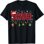 Bruh Funny Christmas Pajama T-Shirt – Red Plaid Kids & Teens Tee