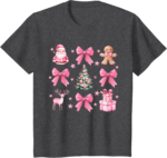 Cute Coquette Bow Pink Christmas Tee – Festive Holiday Shirt