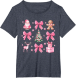 Cute Coquette Bow Pink Christmas Tee – Festive Holiday Shirt