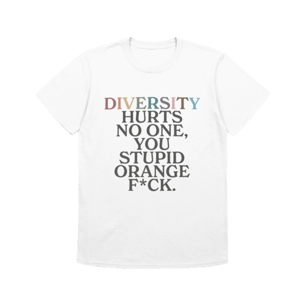 Diversity Hurts No One Tee – Bold Orange Graphic Shirt