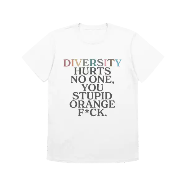Diversity Hurts No One Tee – Bold Orange Graphic Shirt