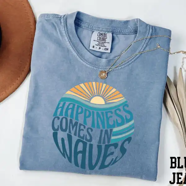 Happiness Comes in Waves Shirt – Summer Beach Vacation Tee