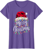 Merry Christmas Lights Santa Hat Tee – Fun Holiday Family Shirt