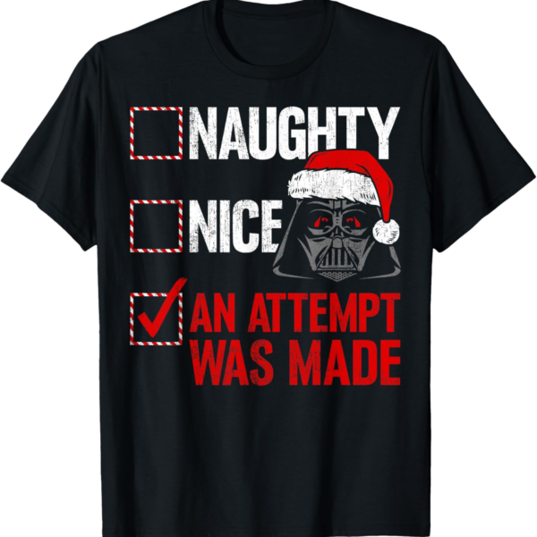 Star Wars Christmas Darth Vader Tee – Fun Naughty or Nice Shirt