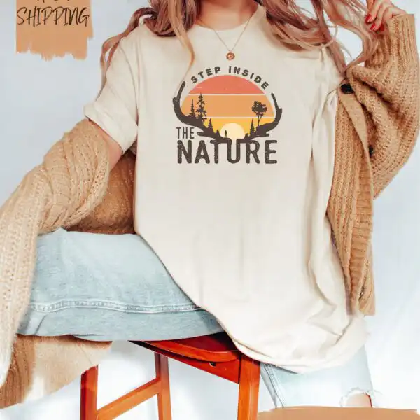 Step Inside The Nature Shirt – Retro Camp Tee for Outdoor Lovers