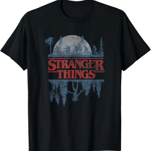 Stranger Things Blue Gradient Logo Tee – Retro Classic Fit Shirt