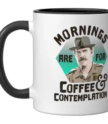 Stranger Things Coffee Contemplation Mug – Black and White Ceramic