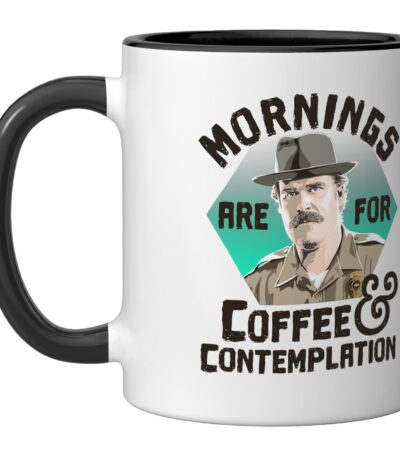 Stranger Things Coffee Contemplation Mug – Black and White Ceramic