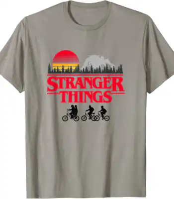 Stranger Things Vintage Sunset Bike Tee – Retro Unisex T-Shirt