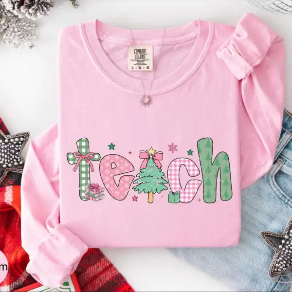 Teacher Long Sleeve Shirt - Retro Christmas Gift for Educators