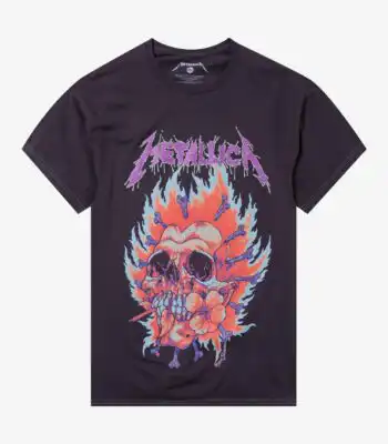 Flaming Flower Skull Graphic T-Shirt – Bold Rock Style Tee