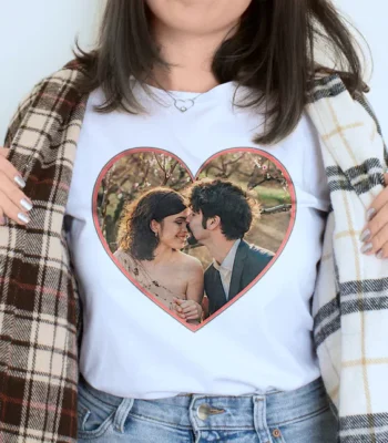 Heart Shaped Custom Photo T-Shirt – Perfect for Valentine's Day Gift
