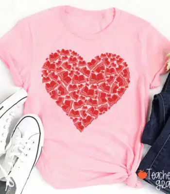 Love Books Valentine Teacher T-Shirt – Cute & Comfy Gift Idea