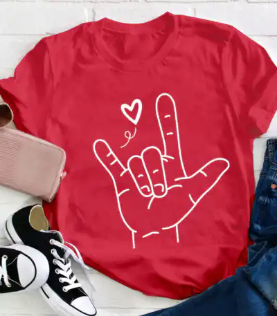 Sign Language Love Needs No Words Tee – Comfortable Teacher Shirt