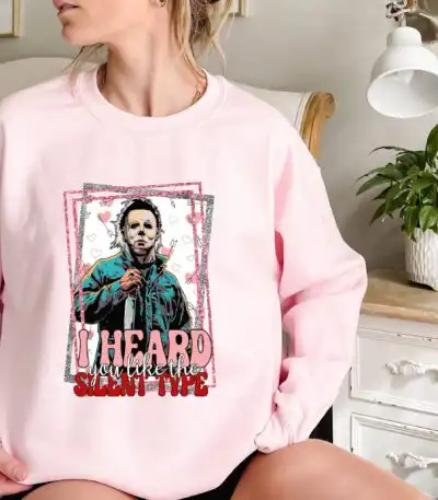 Silent Type Horror Character Shirt – Spooky Valentine's Gift Tee