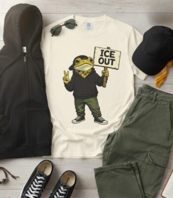 ICE OUT Frog T-Shirt – Peaceful Protest Graphic Tee for Activists